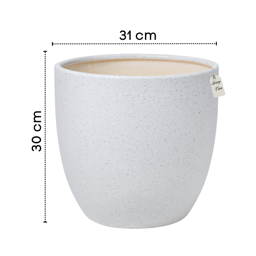 Speckled Stone Round Planter – Modern Decorative Pot - Large Luxury Casa