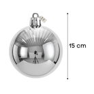 Silver Christmas Bauble Ornament – 15 cm (Glossy Shatterproof Decoration) Luxury Casa