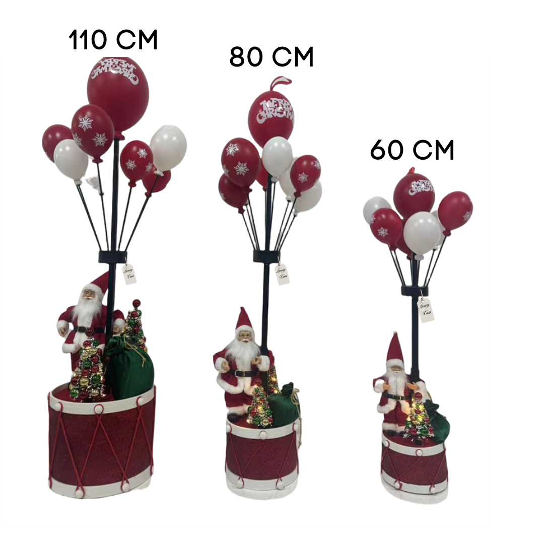 Santa Claus with Balloons on Drum Christmas Décor Luxury Casa