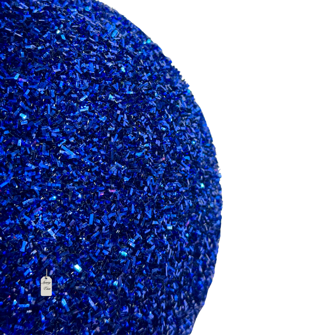 Blue Glitter Christmas Baubles Luxury Casa
