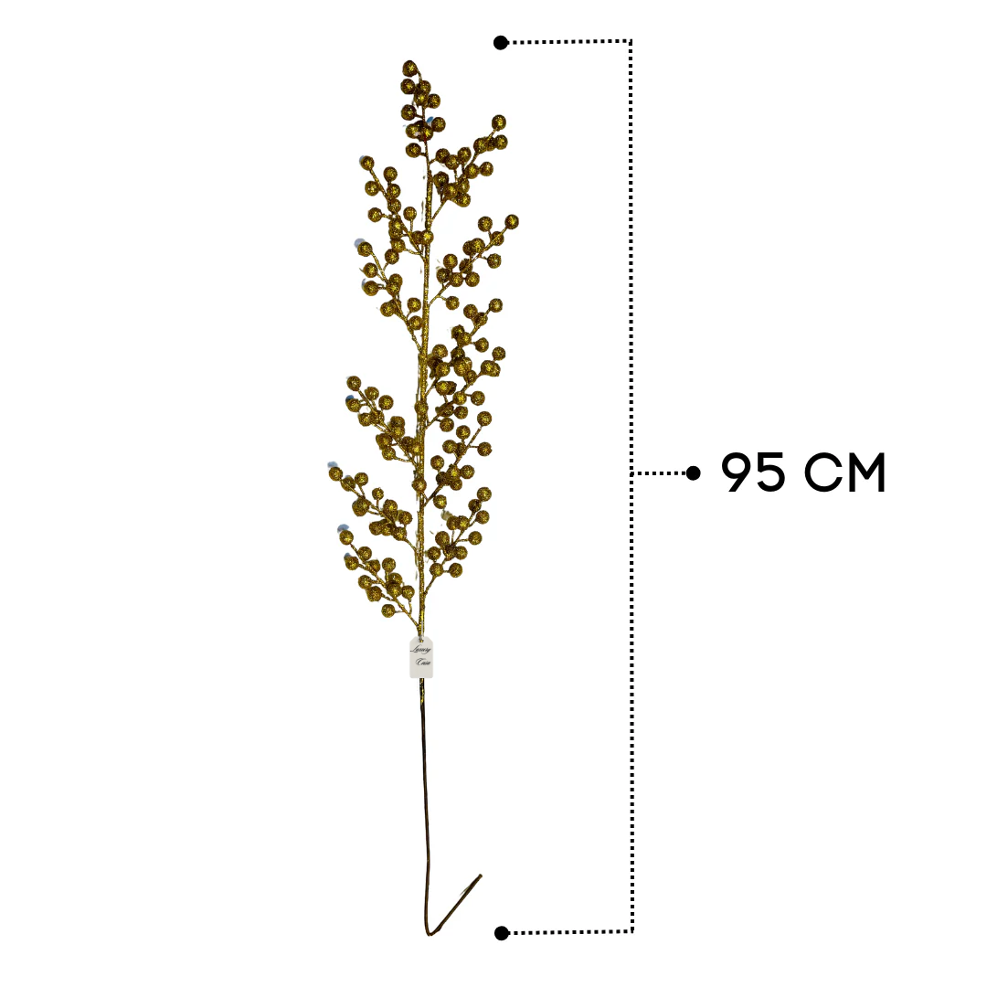 Christmas Gold Glitter Berry Stem Decoration Luxury Casa