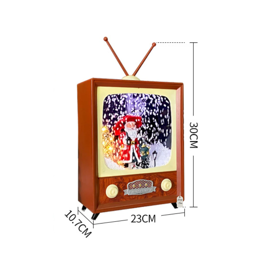 Retro Christmas TV Decoration with Santa & Snowfall Luxury Casa