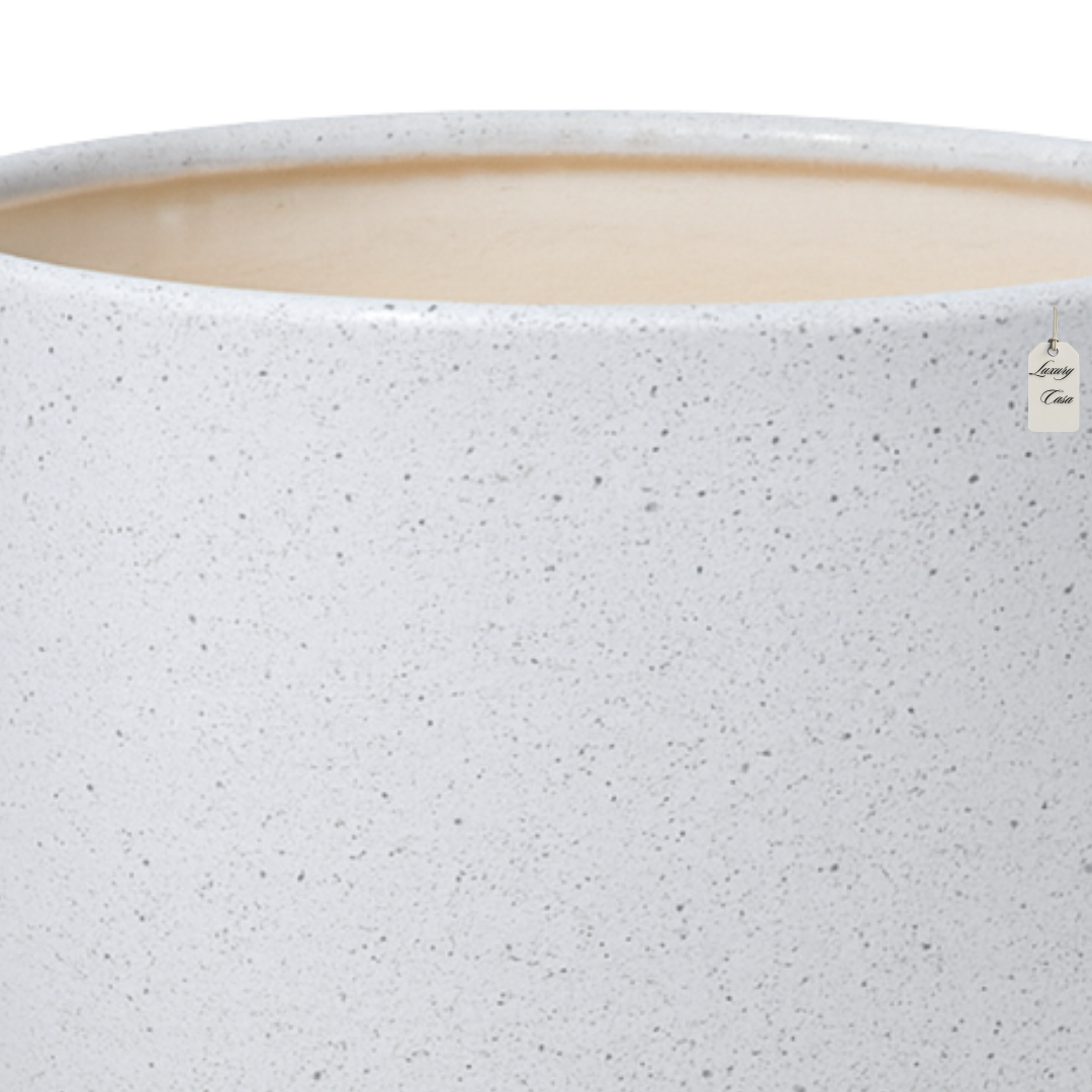 Speckled Stone Round Planter – Modern Decorative Pot - Large Luxury Casa