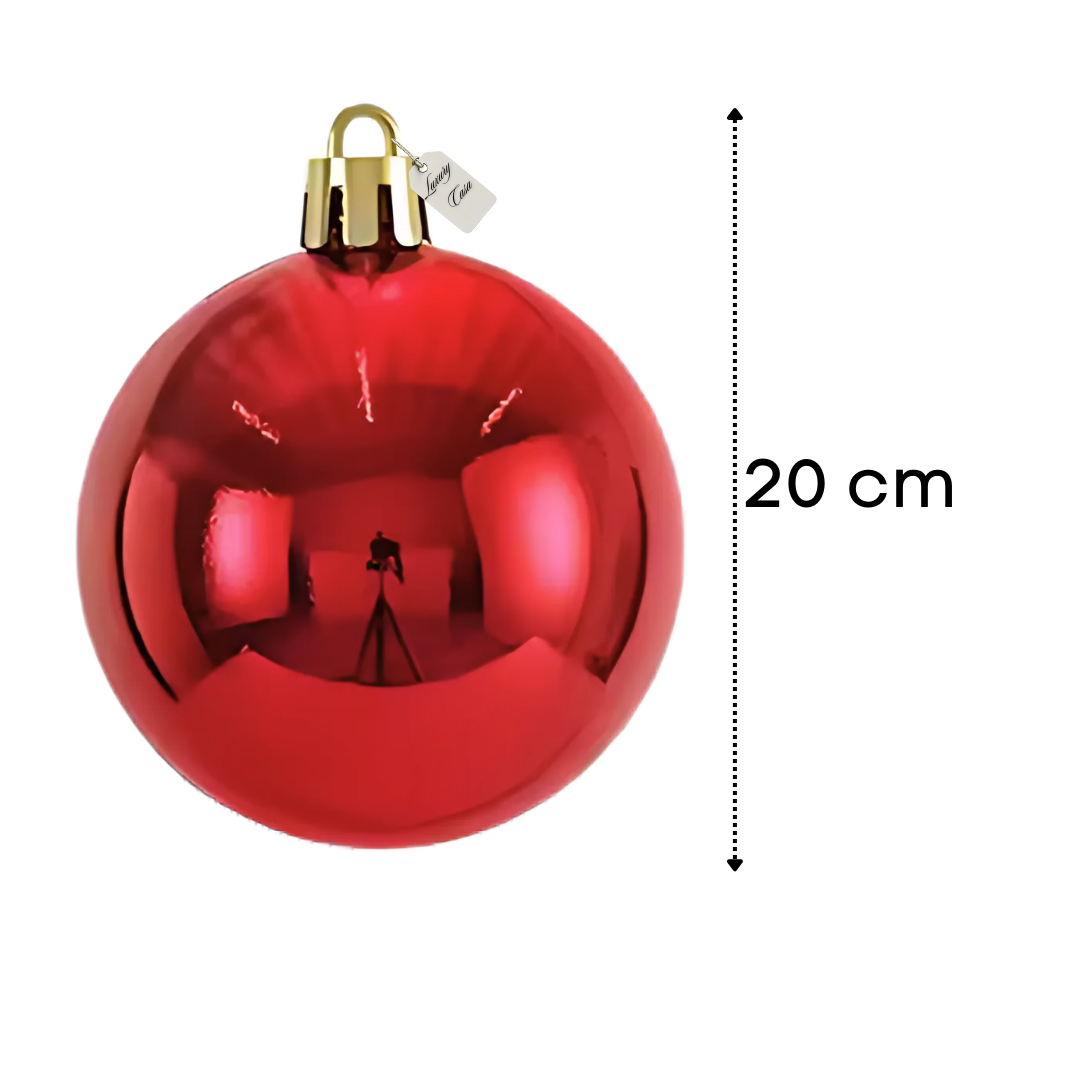 Red Christmas Bauble Ornament – 20 cm (Glossy Shatterproof Decoration) Luxury Casa