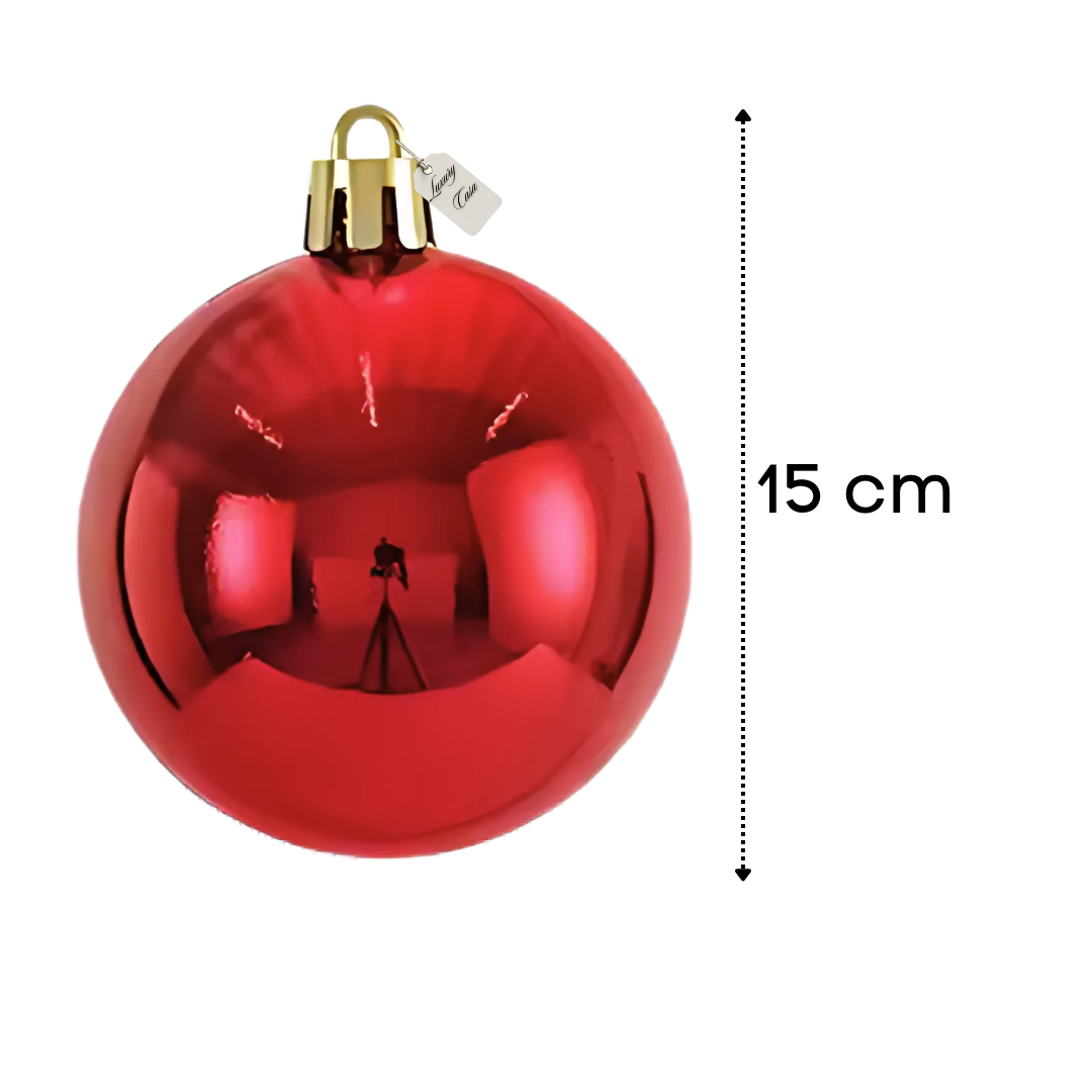Red Christmas Bauble Ornament – 15 cm (Glossy Shatterproof Decoration) Luxury Casa