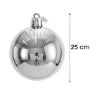 Silver Christmas Bauble Ornament – 25 cm (Glossy Shatterproof Decoration) Luxury Casa