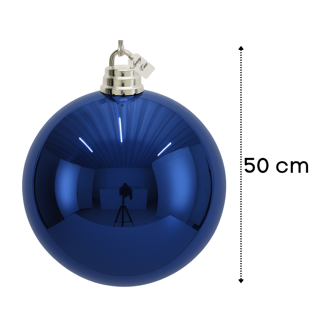 Blue Christmas Bauble Ornament – 50 cm (Glossy Shatterproof XXL Decoration) Luxury Casa