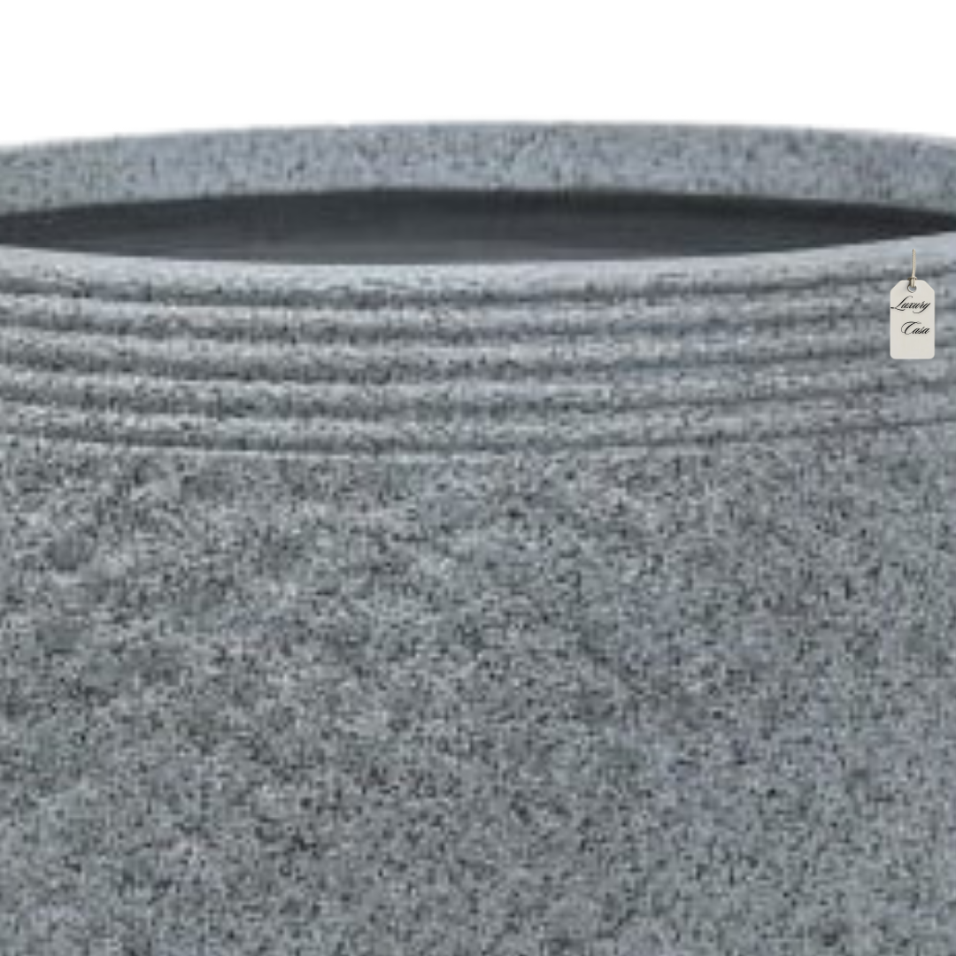 Textured Stone Ribbed Planter – Modern Decorative Pot - Medium Luxury Casa
