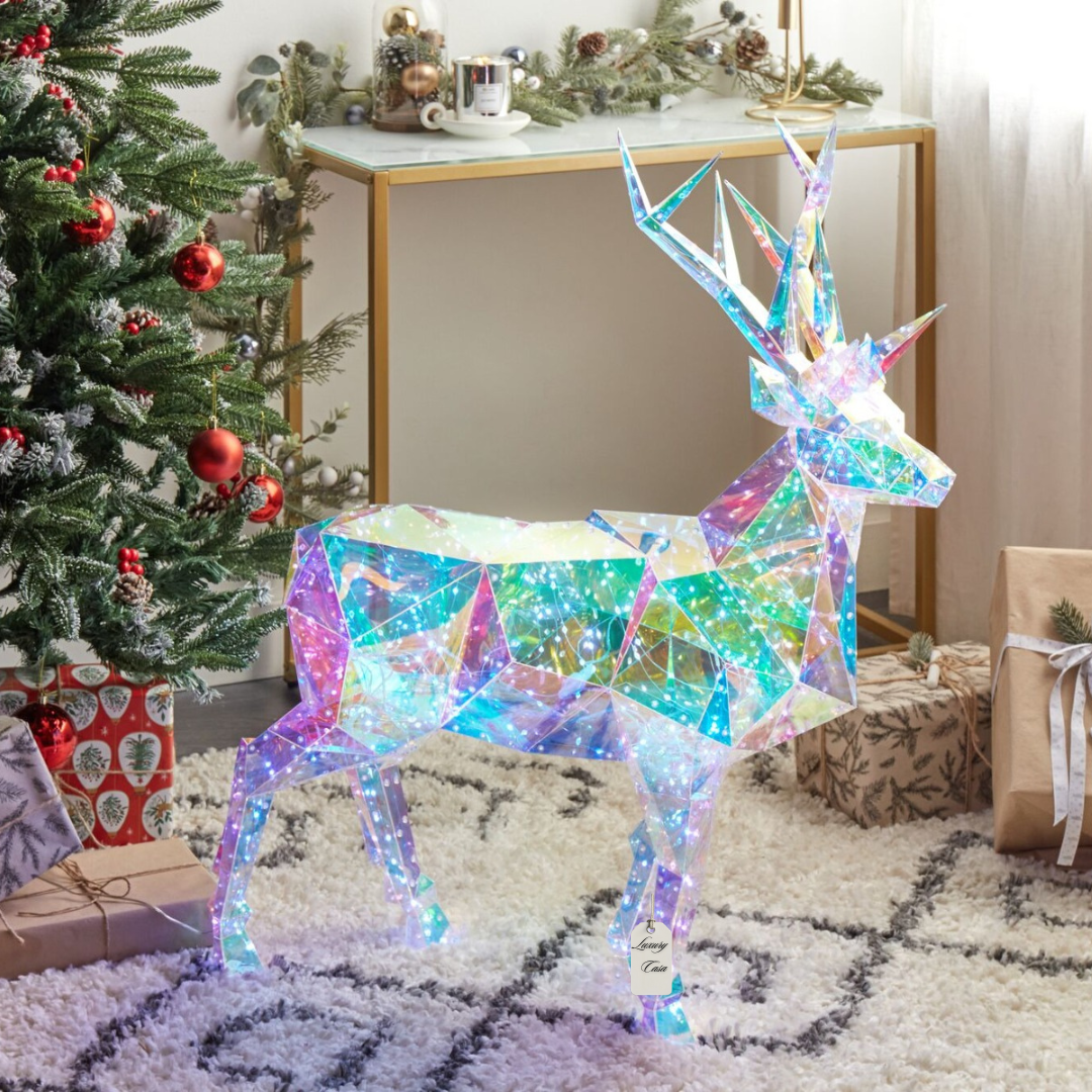 Geometric Multicolor Reindeer Decoration Luxury Casa