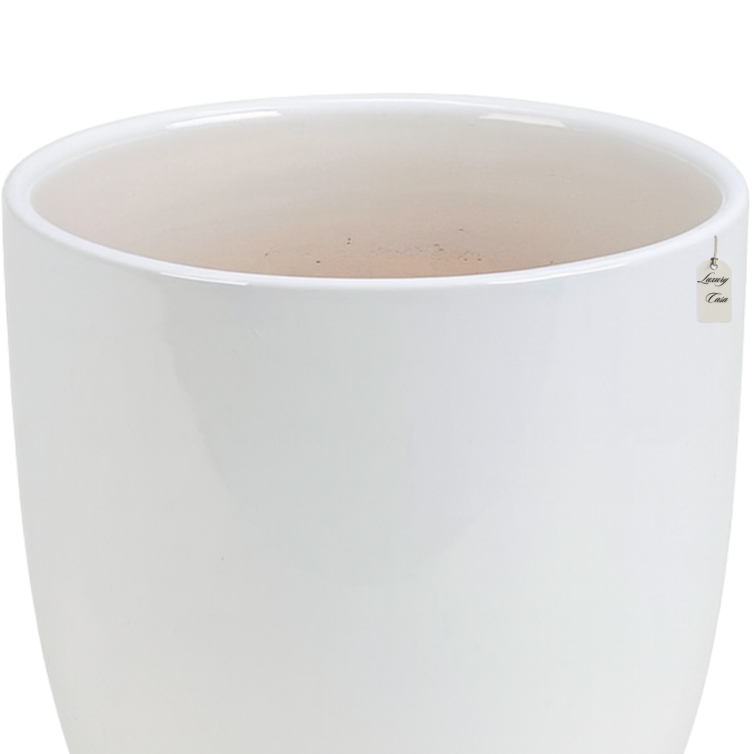 Glossy Round Planter – Modern Decorative Pot - Large Luxury Casa