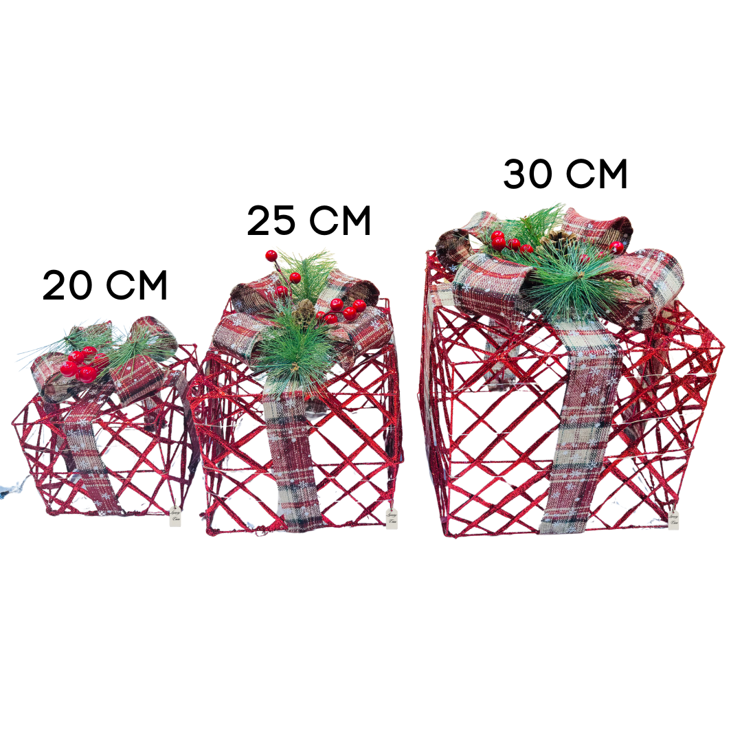 Plaid Red LED Gift Box Set Luxury Casa