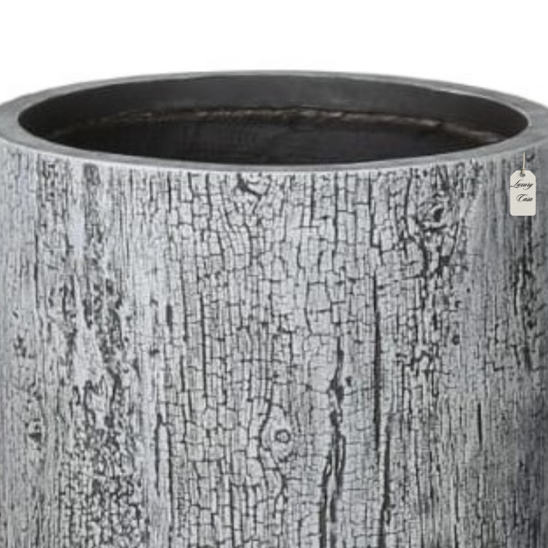 Tall Wood Grain Textured Planter – Modern Decorative Pot - Large Luxury Casa