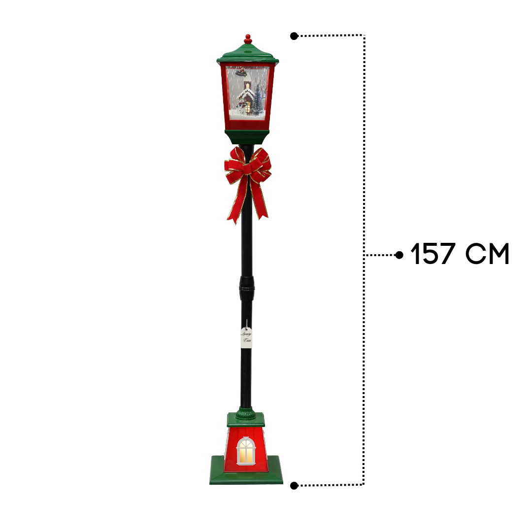 Christmas Musical Green & Black Lamp Post with Snowfall Luxury Casa