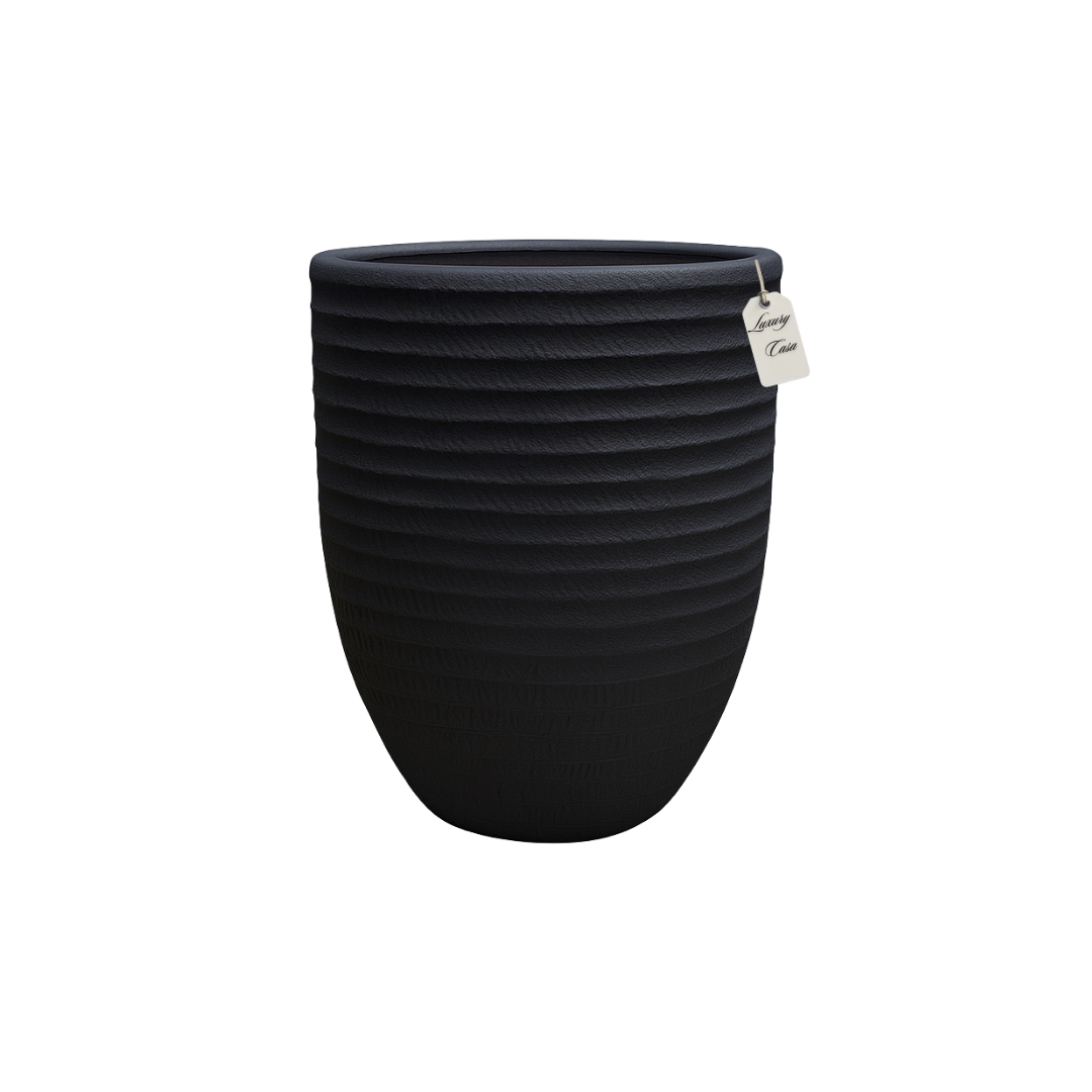 Textured Ribbed Round Planter – Modern Decorative Pot - Small Luxury Casa