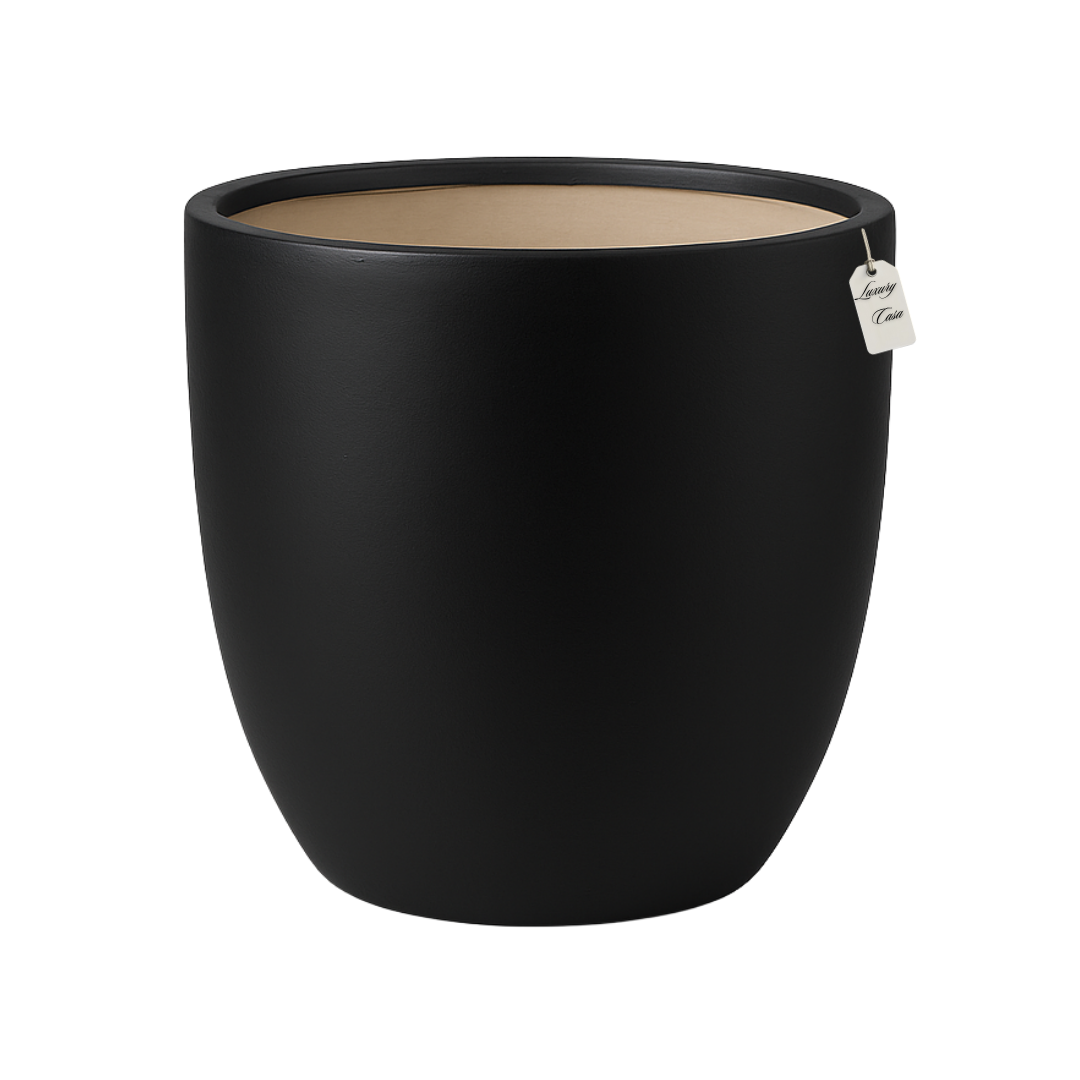 Speckled Stone Round Planter – Modern Decorative Pot - Large Luxury Casa