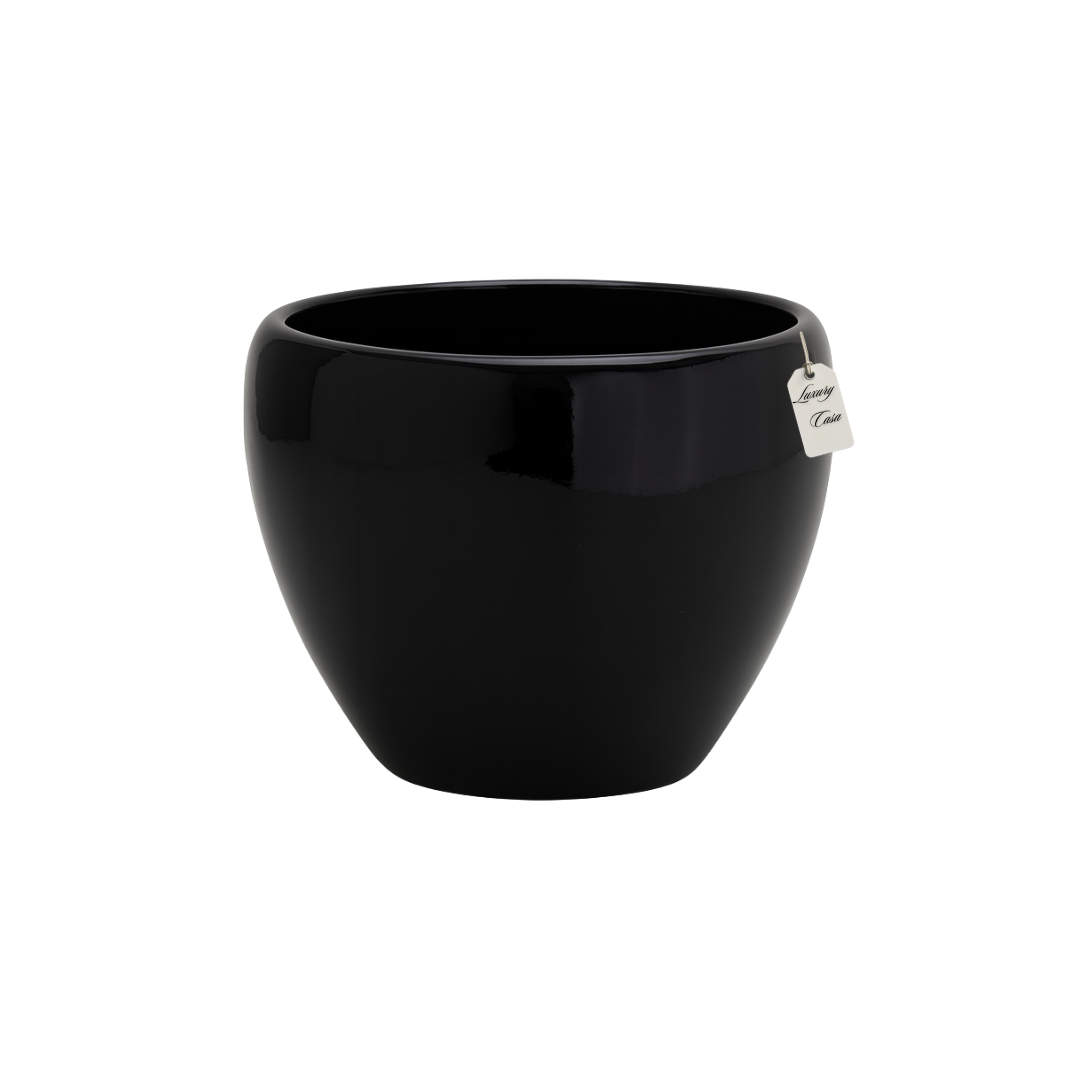 Glossy Round Planter – Modern Decorative Pot - Medium Luxury Casa