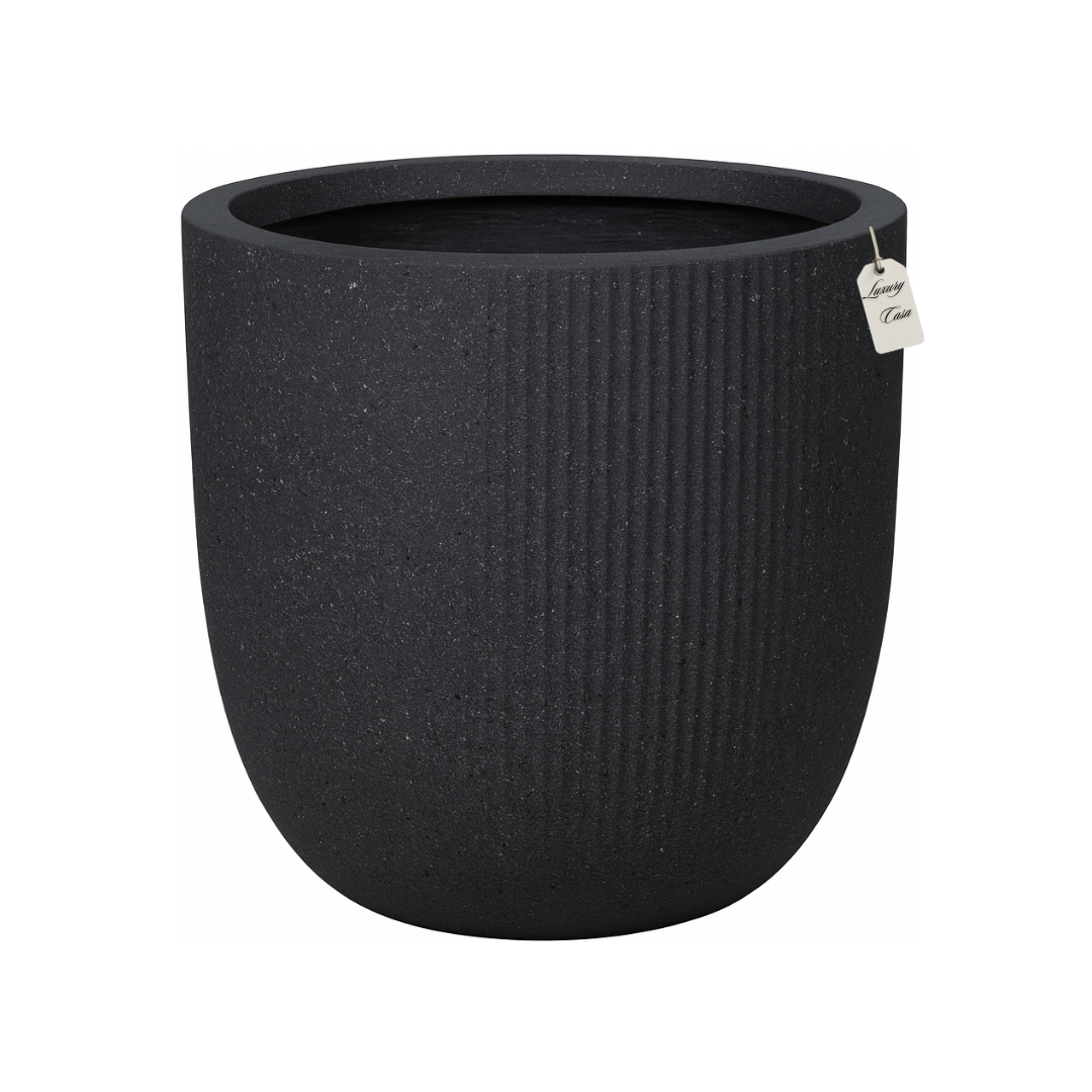 Vertical Ribbed Stone Planter β Modern Decorative Pot - Medium Luxury Casa