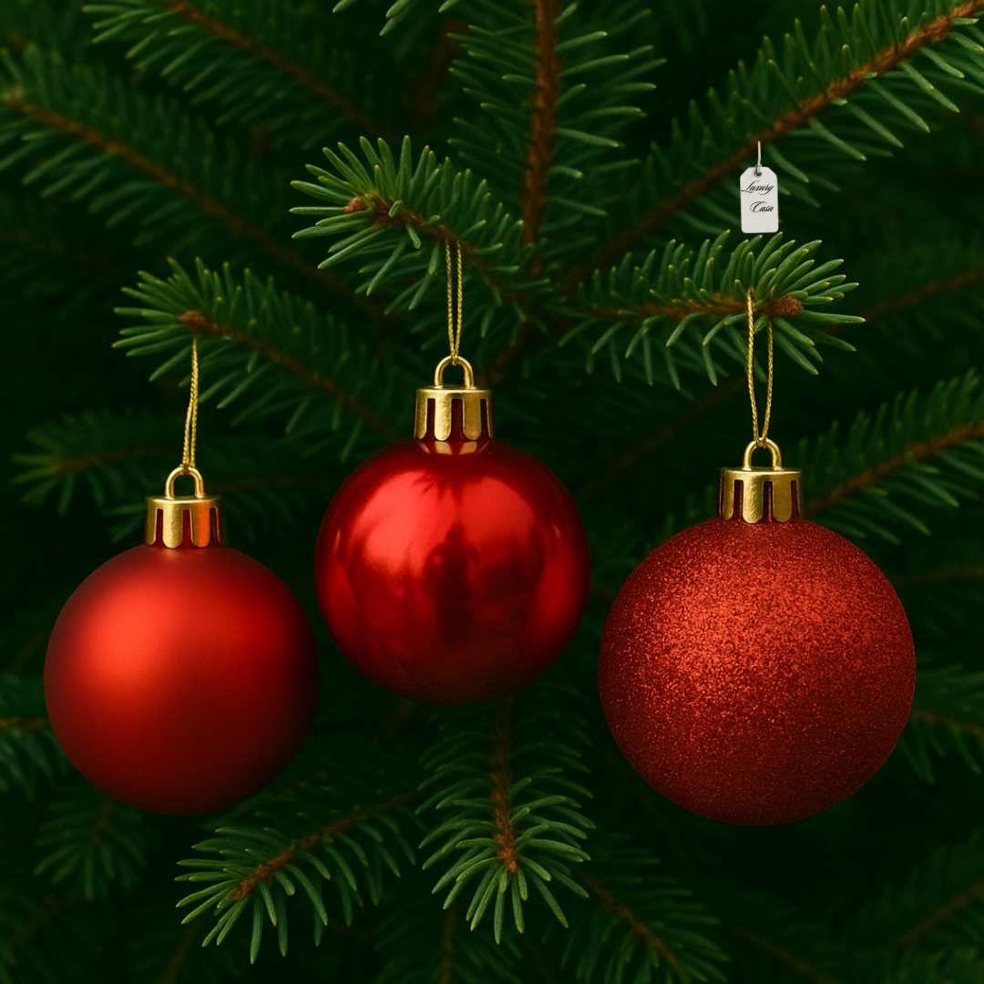 Red Christmas Bauble Ornament – 25 cm (Glossy Shatterproof Decoration) Luxury Casa