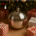 Silver Christmas Bauble Ornament – 30 cm (Glossy Shatterproof Giant Decoration) Luxury Casa