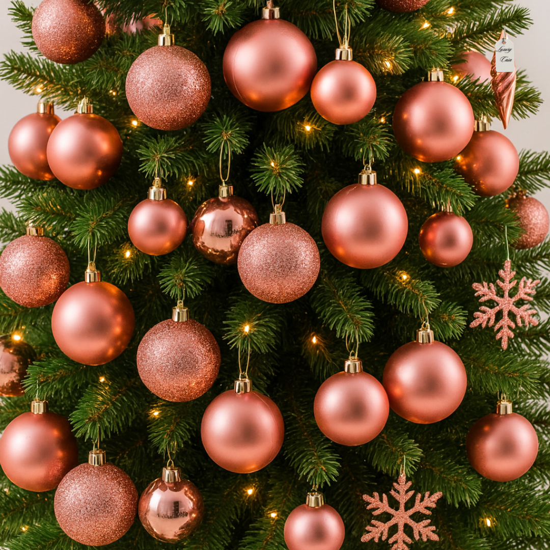 Christmas Baubles Ornaments Set β 24 pcs (10 cm, Glitter, Glossy & Matte Christmas Tree Decorations) Luxury Casa