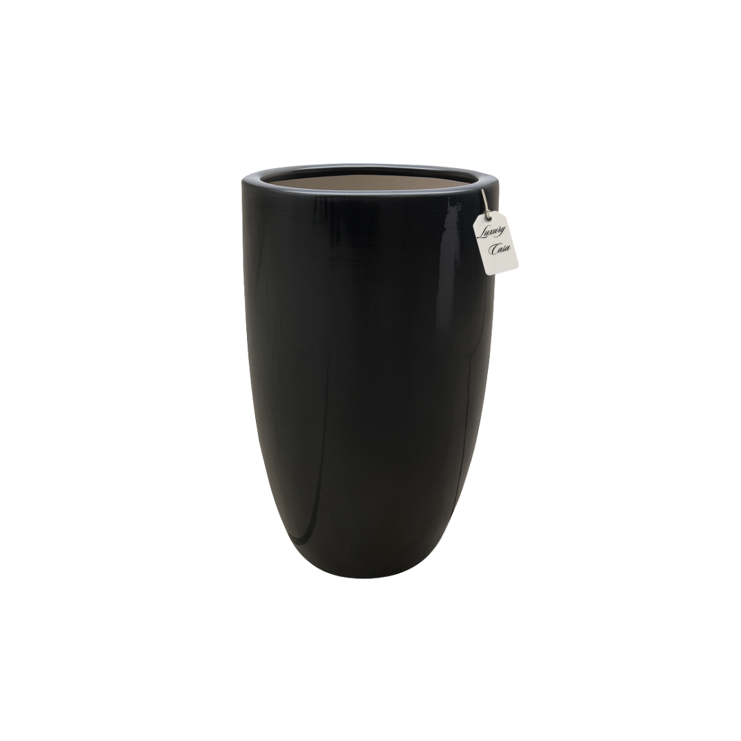 Glossy Tall Cylinder Planter – Modern Decorative Pot - Small Luxury Casa