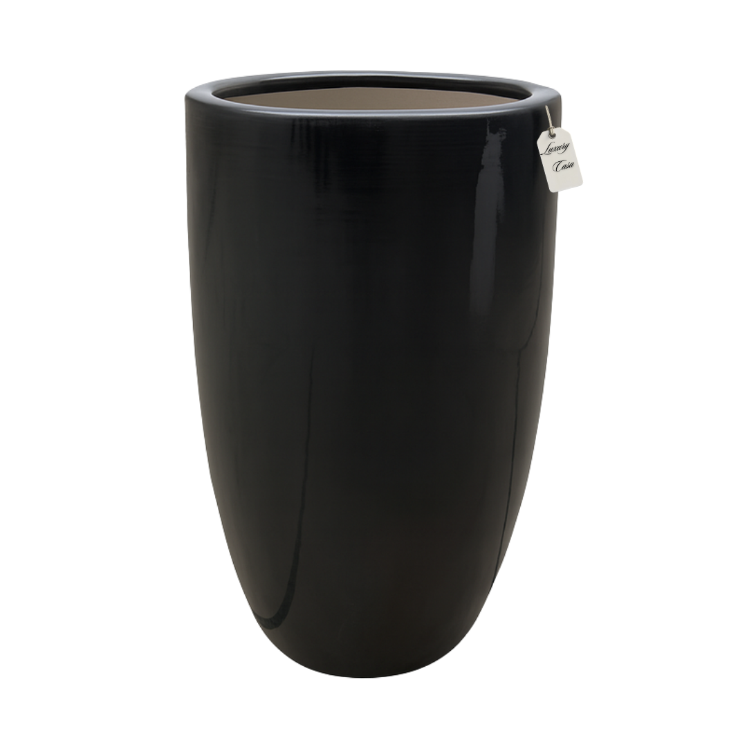 Glossy Tall Cylinder Planter – Modern Decorative Pot - Large Luxury Casa