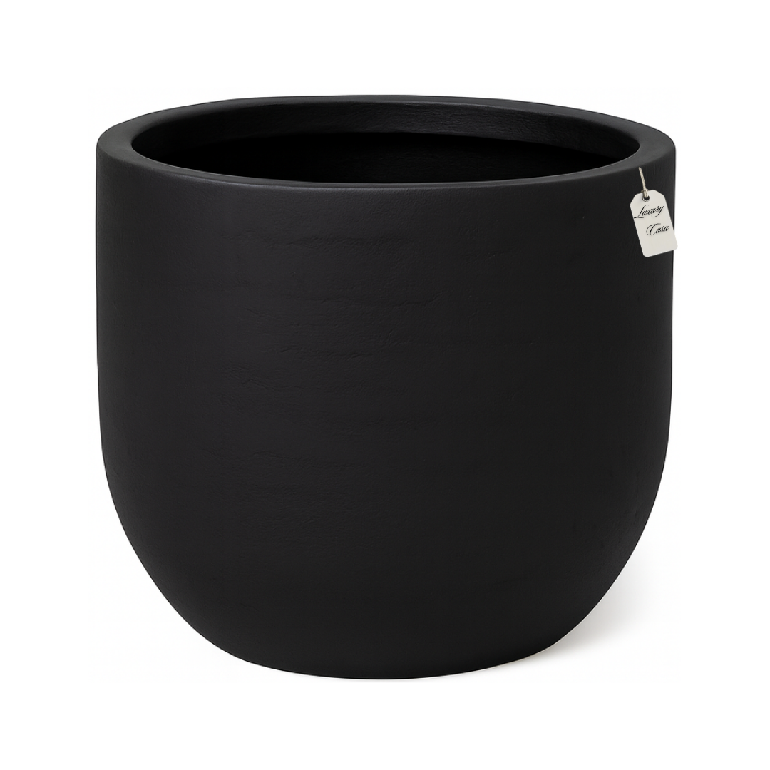 Stone Finish Round Planter – Modern Decorative Pot - Large Luxury Casa