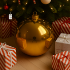 Gold Christmas Bauble Ornament – 50 cm (Glossy Shatterproof XXL Decoration) Luxury Casa