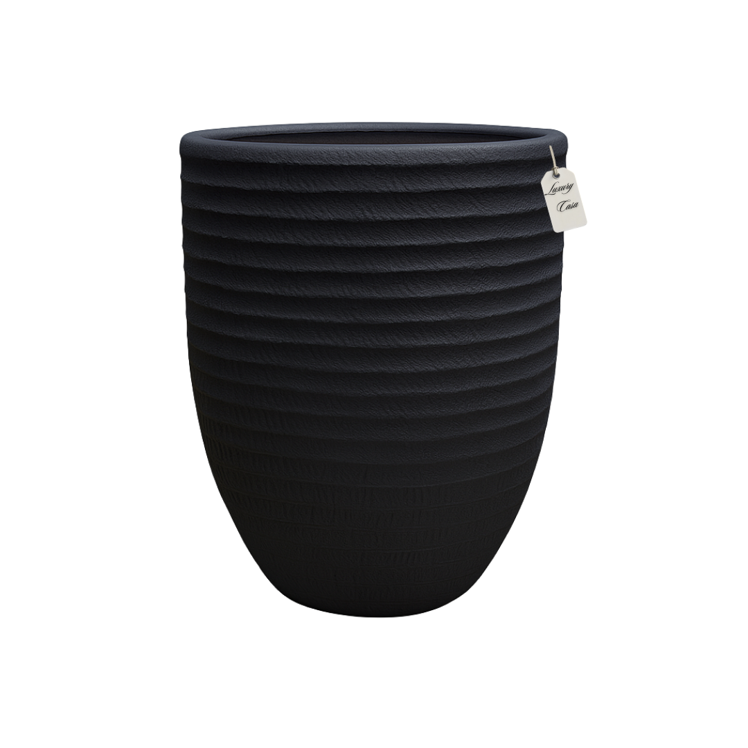 Textured Ribbed Round Planter – Modern Decorative Pot - Medium Luxury Casa