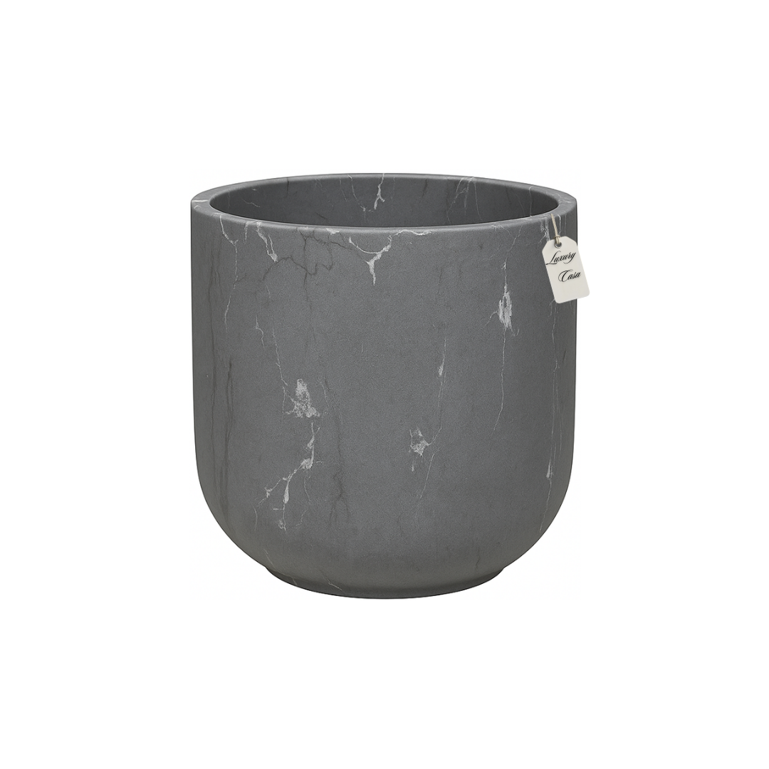 Marble Effect Planter with Gold Veins – Modern Decorative Pot - Small Luxury Casa