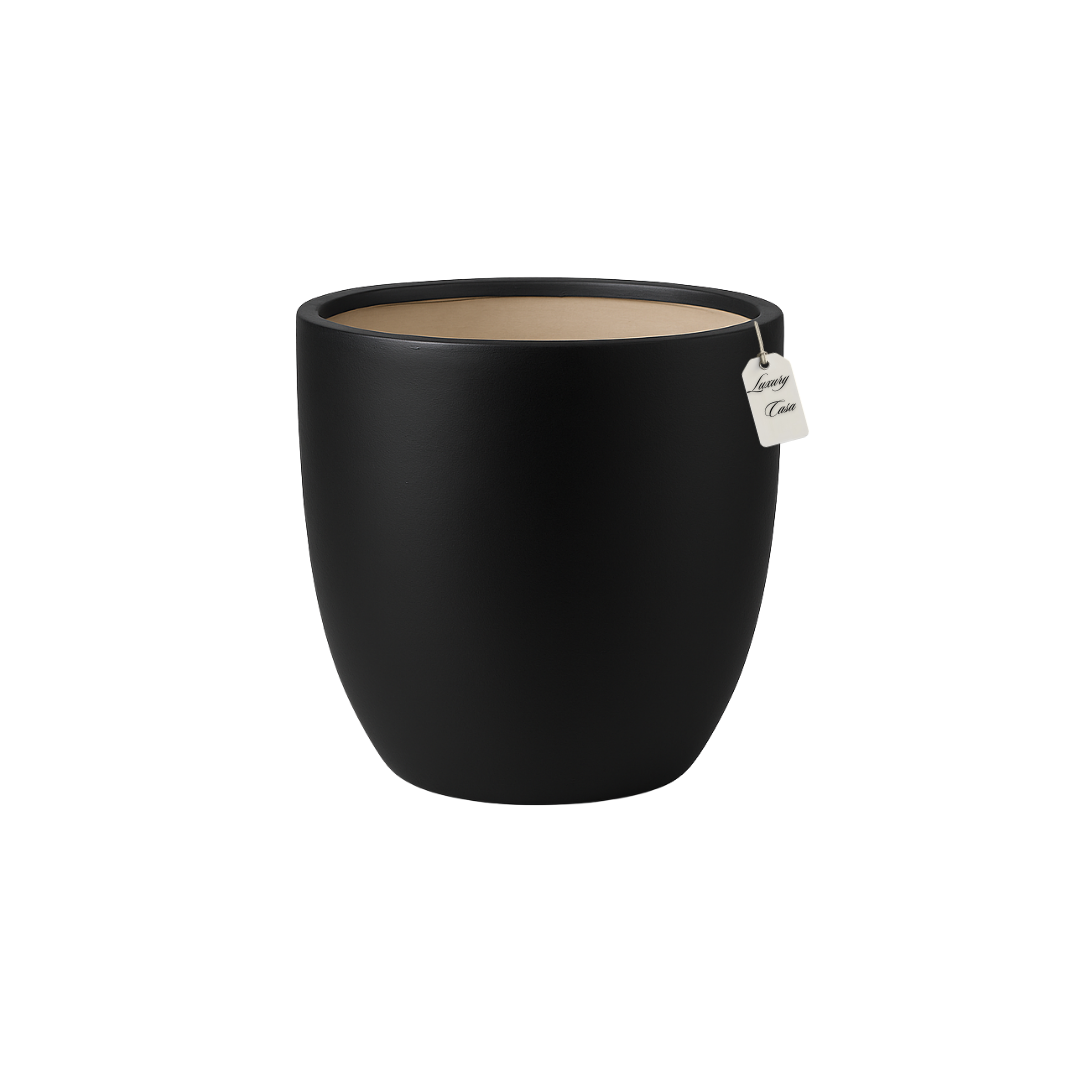 Speckled Stone Round Planter – Modern Decorative Pot - Small Luxury Casa