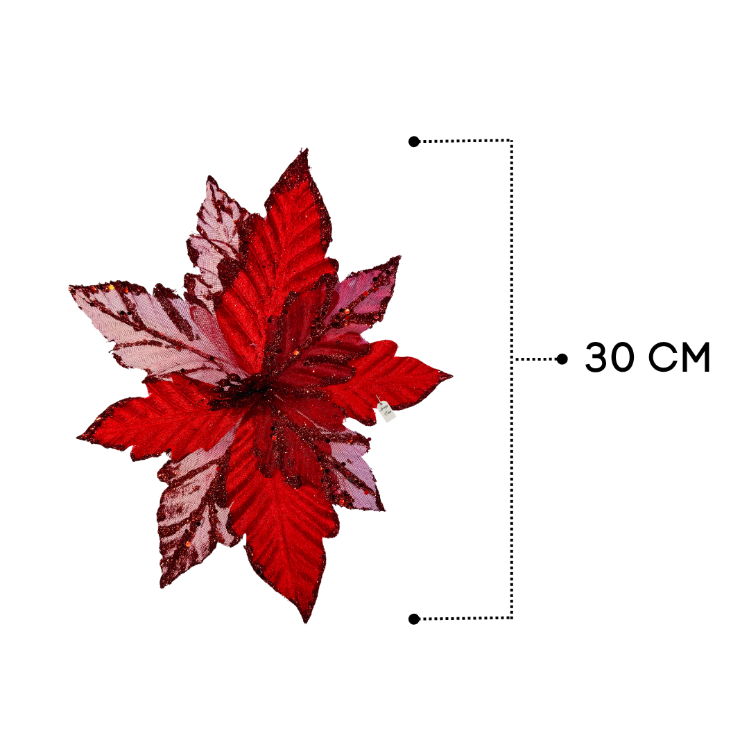 Glitter Poinsettia Flower Decoration Luxury Casa