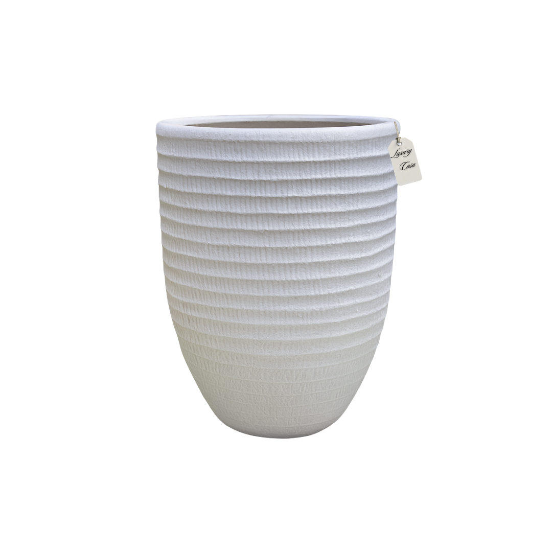 Textured Ribbed Round Planter – Modern Decorative Pot - Small Luxury Casa