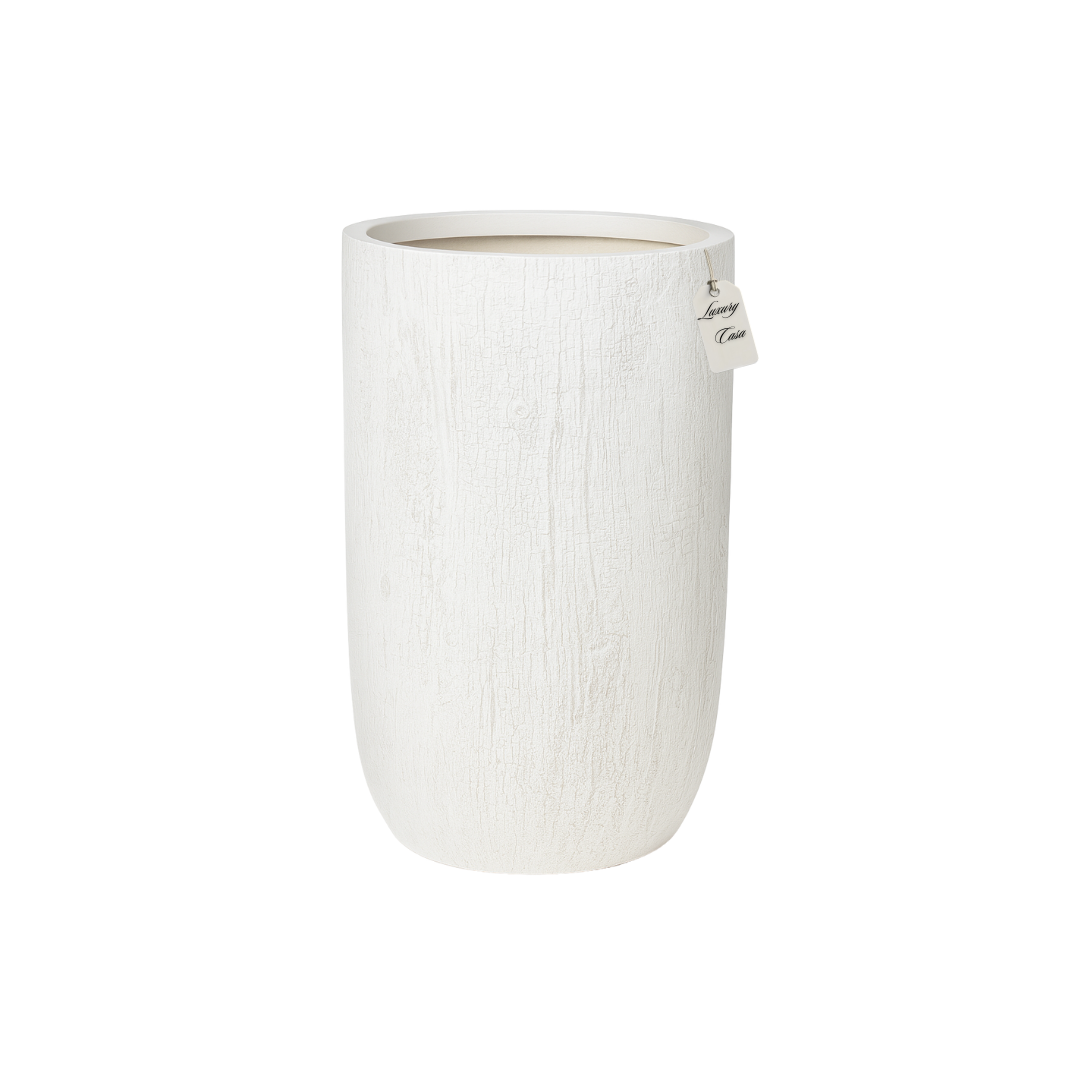 Tall Wood Grain Textured Planter – Modern Decorative Pot - Small Luxury Casa
