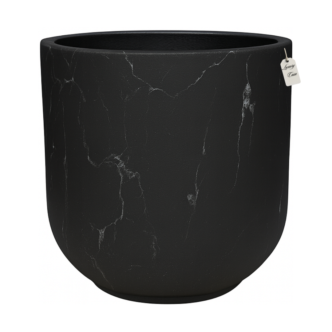 Marble Effect Planter with Gold Veins – Modern Decorative Pot - Large Luxury Casa