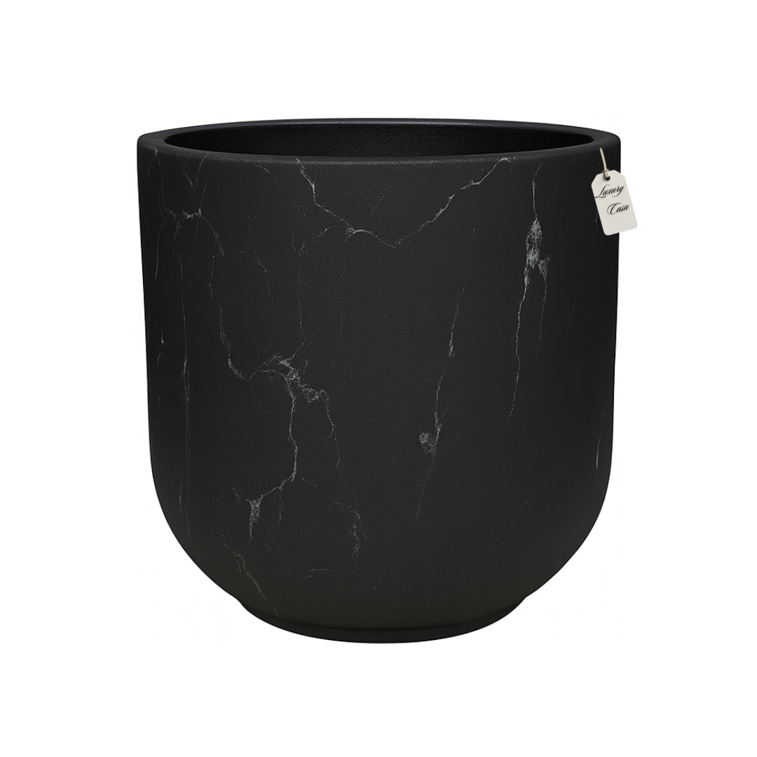 Marble Effect Planter with Gold Veins – Modern Decorative Pot - Medium Luxury Casa