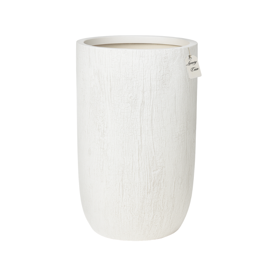 Tall Wood Grain Textured Planter – Modern Decorative Pot - Medium Luxury Casa