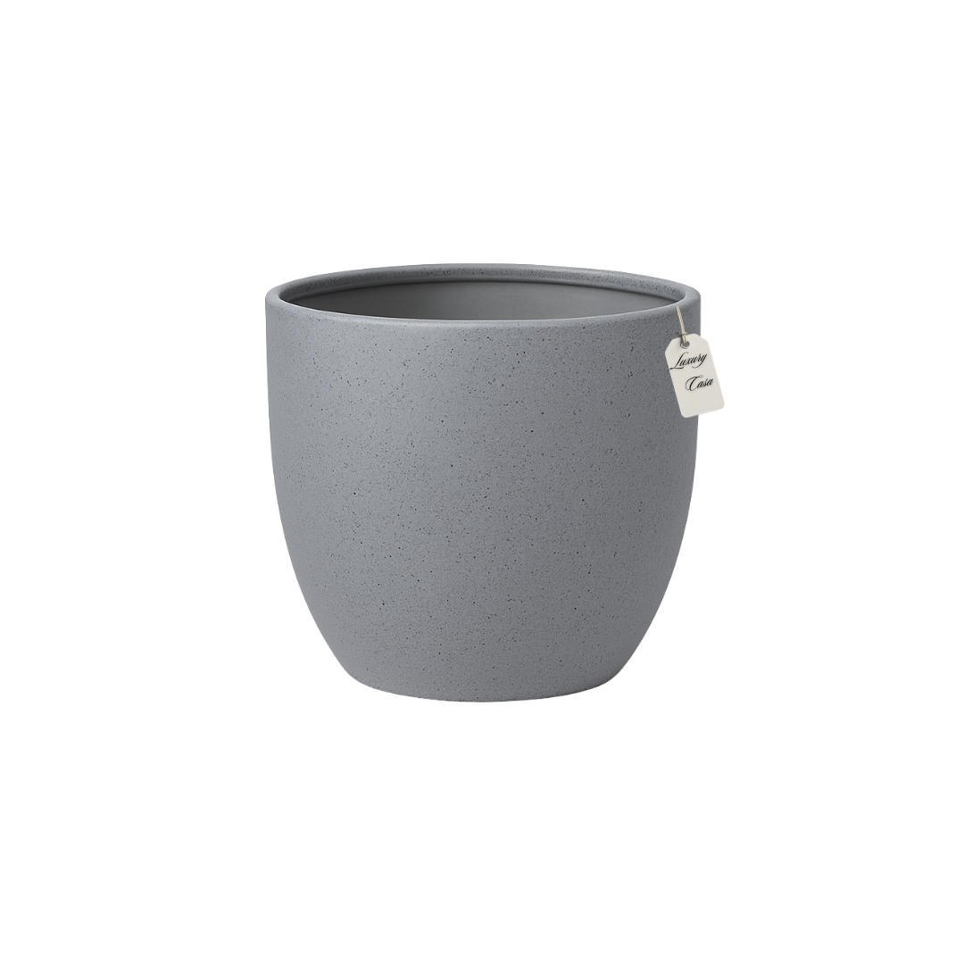 Speckled Stone Round Planter – Modern Decorative Pot - Small Luxury Casa