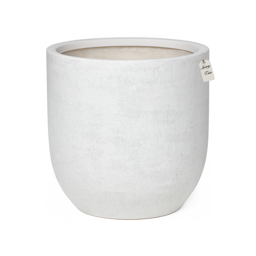 Stone Finish Round Planter – Modern Decorative Pot - Medium Luxury Casa