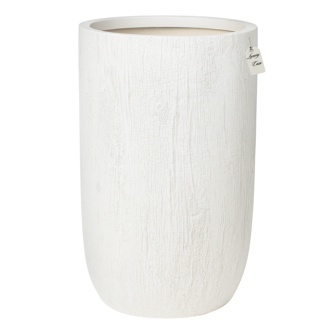 Tall Wood Grain Textured Planter – Modern Decorative Pot - Large Luxury Casa