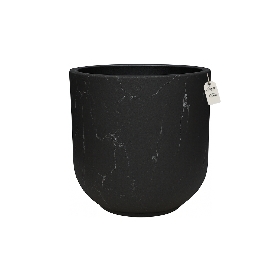 Marble Effect Planter with Gold Veins – Modern Decorative Pot - Small Luxury Casa