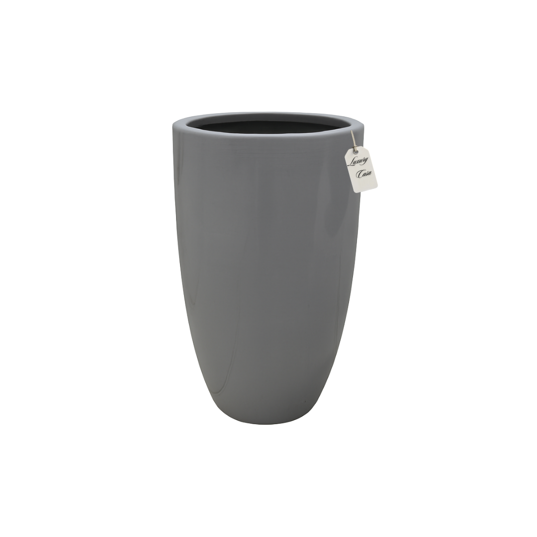 Glossy Tall Cylinder Planter – Modern Decorative Pot - Small Luxury Casa