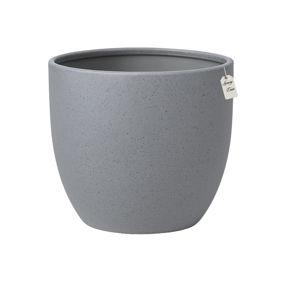 Speckled Stone Round Planter – Modern Decorative Pot - Large Luxury Casa