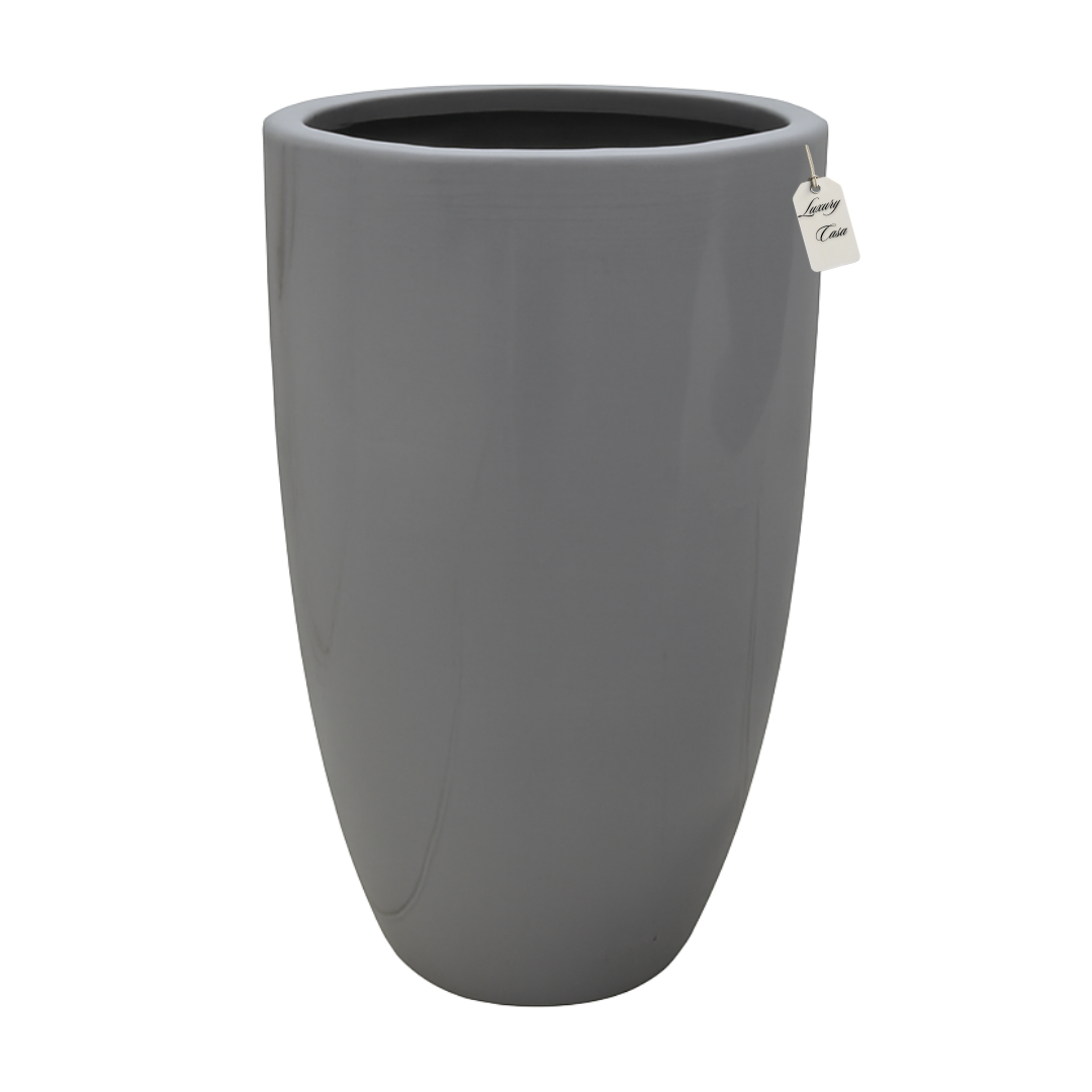 Glossy Tall Cylinder Planter – Modern Decorative Pot - Large Luxury Casa