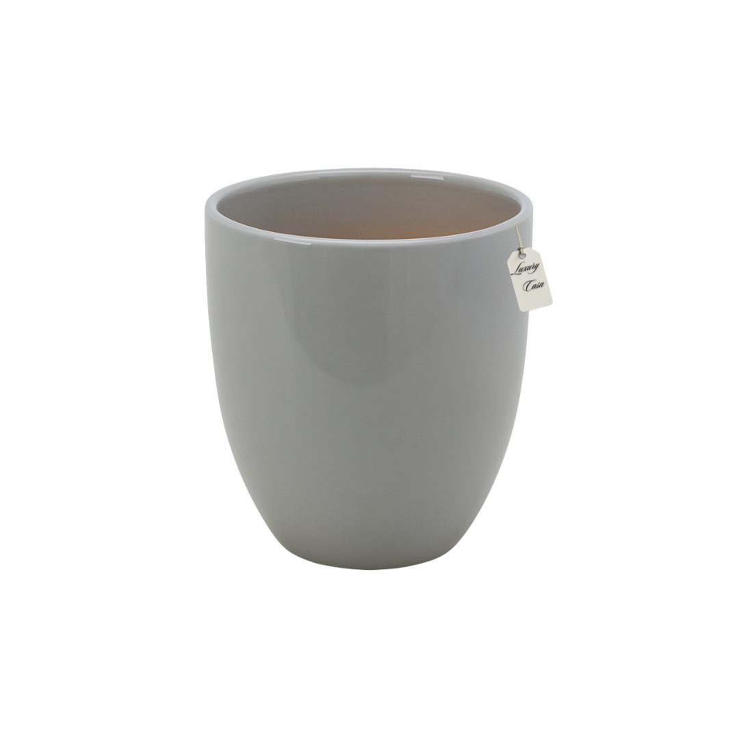 Glossy Round Planter – Modern Decorative Pot - Small Luxury Casa