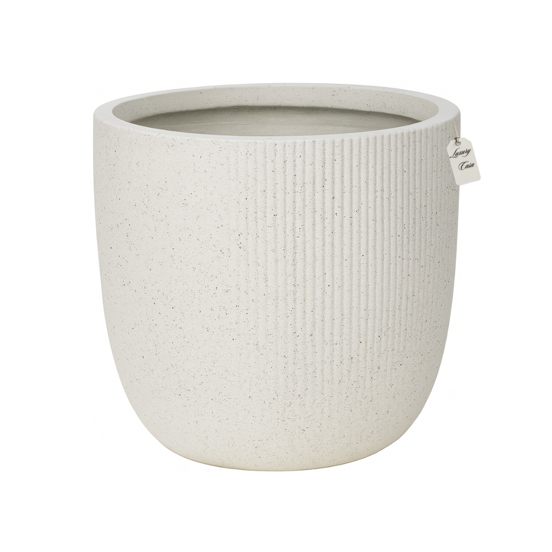 Vertical Ribbed Stone Planter β Modern Decorative Pot - Medium Luxury Casa