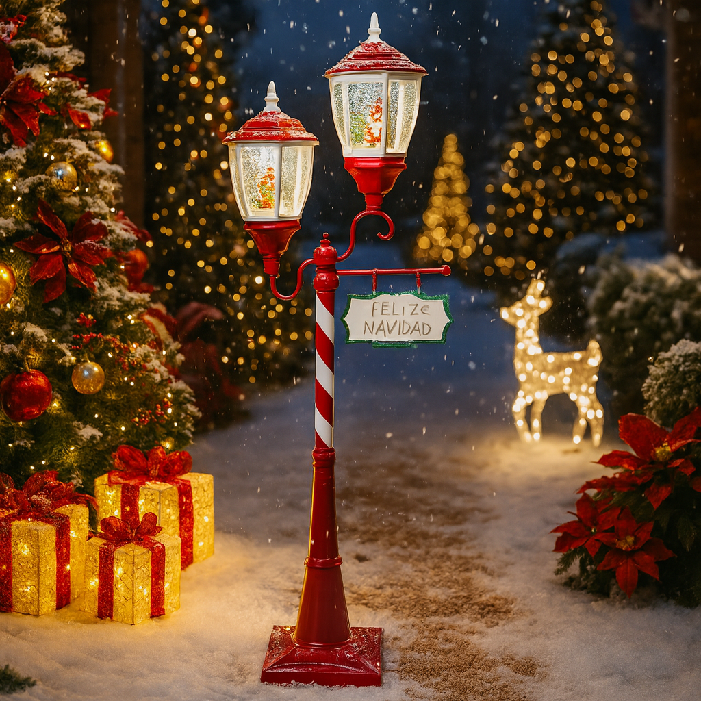 Musical Christmas Lamp Post with Snowfall Effect Luxury Casa