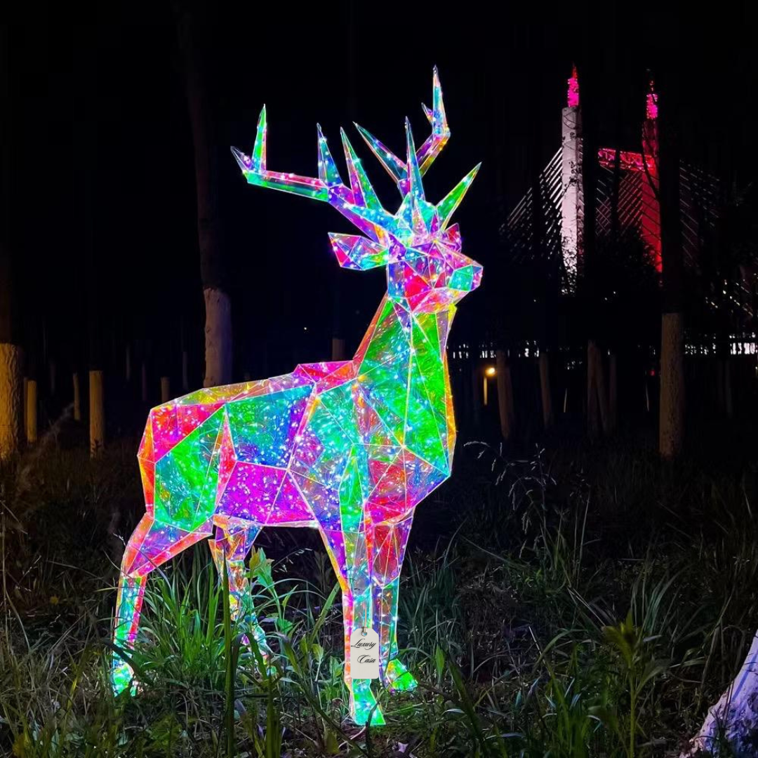 Geometric Multicolor Reindeer Decoration Luxury Casa