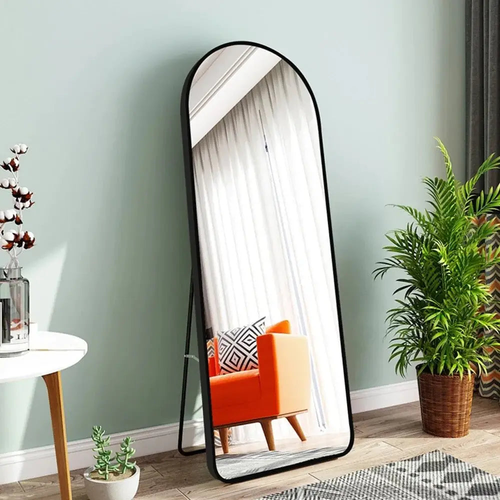 Aluminium Balck Frame Arch Shape Wall And Floor Mirror Luxury Casa