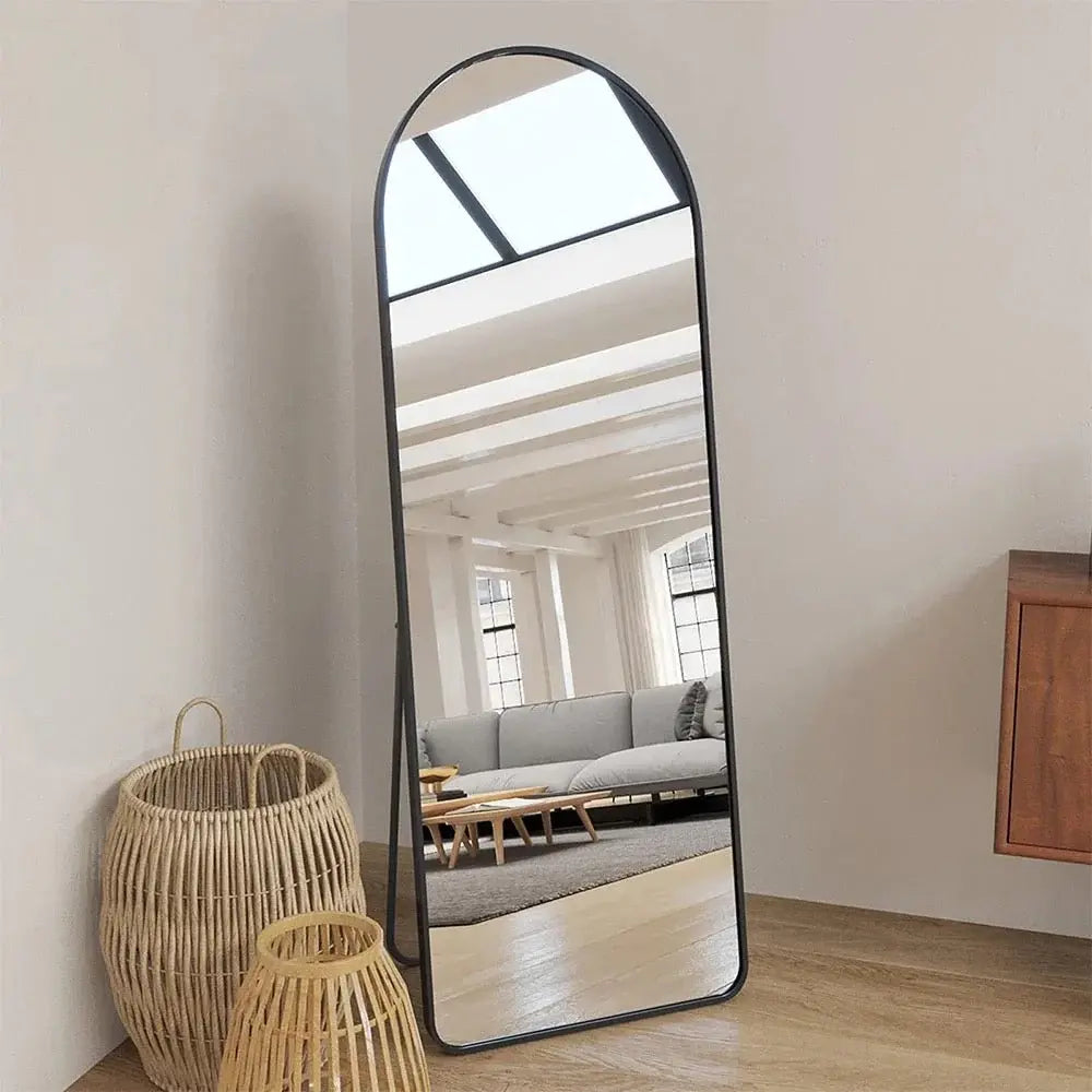 Aluminium Balck Frame Arch Shape Wall And Floor Mirror Luxury Casa
